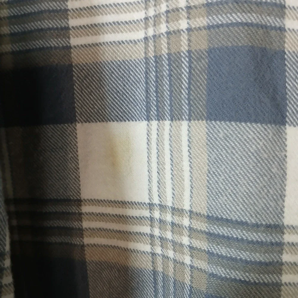 J Crew Button Up Plaid Long Sleeve Flannel Slim Men's Size XL Blue Cotton‎ AA017